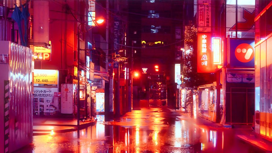 night city street after rain illuminated by colorful neon signs reflecting on a wet road — Developers: Os docs vêm com exemplos executáveis, não pseudocódigo.