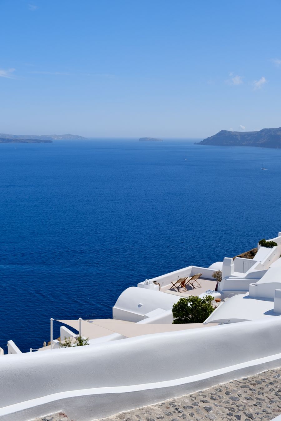 scenic view of santorini s white buildings overlooking aegean sea