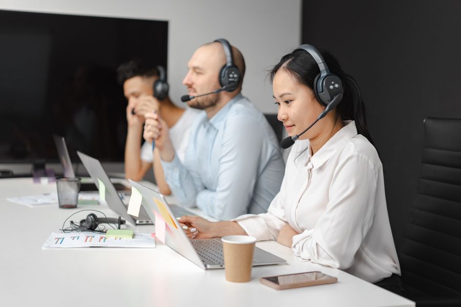 people working in a call center